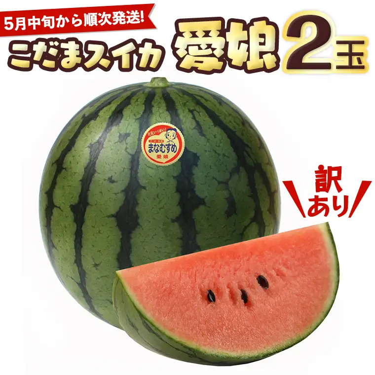 【訳あり】 際まで甘い こだまスイカ　愛娘（２玉）【2026年5月中旬より発送開始】スイカ 西瓜 旬 旬の果実 旬のフルーツ くだもの 果実 フルーツ 夏 小玉スイカ 小玉 果物 美味しい 昼めし旅 [BC061sa]
