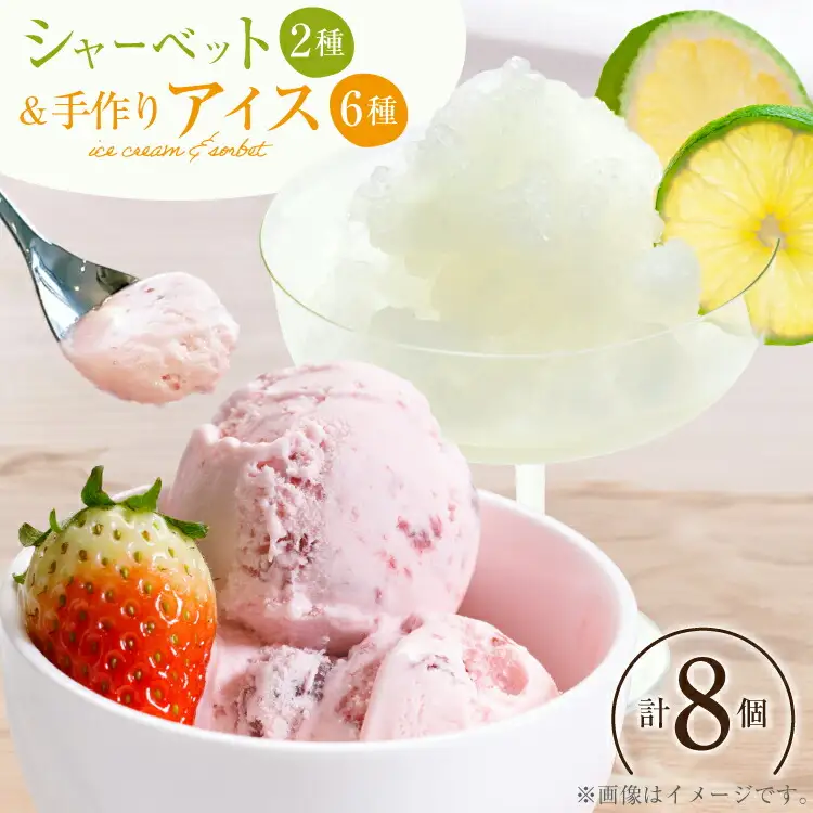 アイス 人気の手作りアイス6種 & シャーベット 2種 計8個 [マエダ製菓 宮崎県 日向市 452060804]
