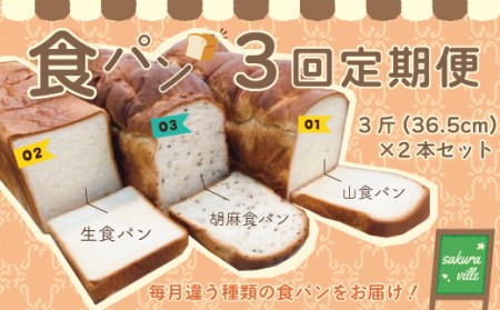 26-356．【3回定期便】sakura ville 食パン3回定期便