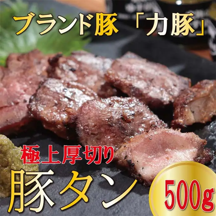高知県産 力豚 厚切り豚タン 500g 焼肉 BBQ おつまみ ギフト用 国産 ブランド豚 真空冷凍