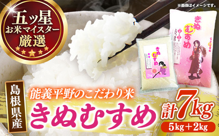 五ツ星お米マイスター厳選 能義平野のきぬむすめ 7kg 【令和7年産 白米 精米 ご飯 美味しい 安心 安全 沼田米穀店 島根県 安来市】【価格変更】【17-NB-03】