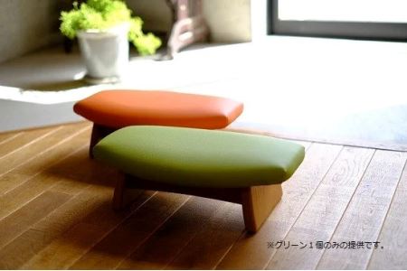 低座椅子 椅子 枕 木製 チェア フットレスト オットマン ソファ 畳 インテリア 国産材 無垢材 フェイスタオル 家具屋アカトシロ ゴイチ(R) レザー（グリーン）｜E02