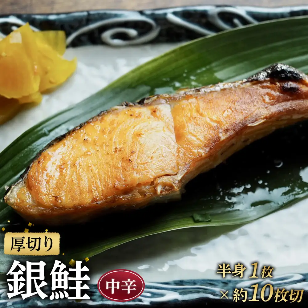 【中辛】厚切り銀鮭 半身1枚 約10枚切【鮭 塩鮭 サケ 焼き魚 魚 おつまみ 惣菜 海鮮 珍味 お取り寄せ 御中元 お中元 お歳暮 父の日 母の日 贈り物 日本酒 焼酎 神奈川県 小田原市 鮭】