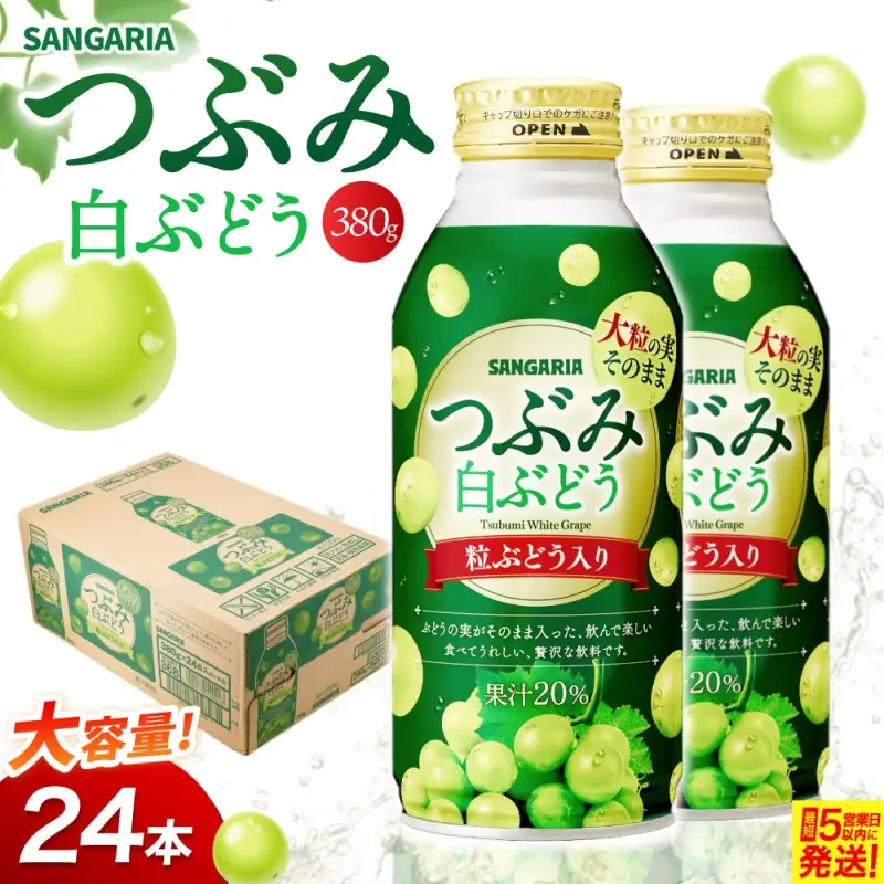 サンガリア つぶみ白ぶどう 380g×24本【igge0008】
