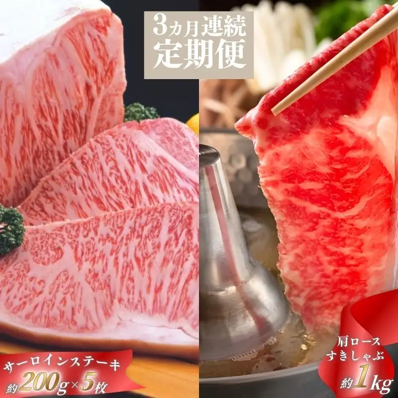 【3ヶ月連続】忍者ビーフ（伊賀牛）サーロインステーキ 約200g×5枚、肩ロ－スすきしゃぶスライス 約1kg【cook-tkb0001】