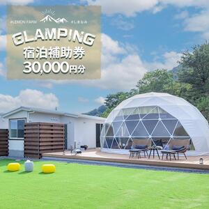 瀬戸内海の絶景グランピング「LEMON FARM GLAMPING しまなみ」宿泊補助券　30,000円分 (1,000円×30枚）【瀬戸内 グランピング 旅行 旅行券 尾道市 】