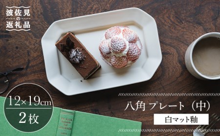 【波佐見焼】八角 プレート (中) 白マット釉 2枚セット 食器 皿【イロドリ】[KE37] 波佐見焼