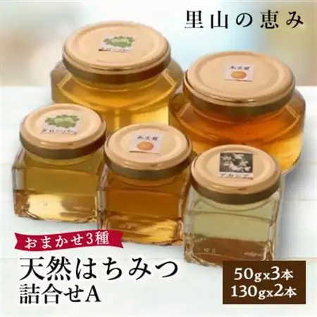 天然はちみつ詰合せA(50gx3本、130gx2本) _天然 はちみつ 詰め合わせ 美味しい_【1071811】