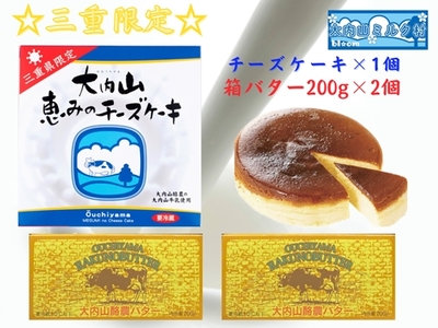 （冷凍） 恵みのチーズケーキ と 箱バター  セット ／ 大内山ミルク村 ふるさと納税 バター チーズケーキ 乳製品 デザート スイーツ 大紀ブランド 三重県 大紀町