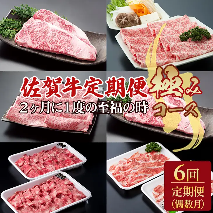 【定期便】佐賀牛極みコース 隔月（2ヶ月に1度) お肉の定期便  Q224-001