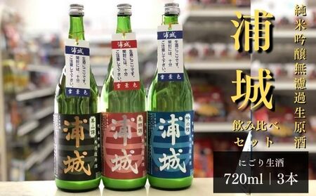 【生酒】純米吟醸無濾過原酒 にごり酒「浦城 雪景色」「赤浦城 雪景色」「青浦城 雪景色」飲み比べ3本セット　720ml 各1本 お酒 日本酒 香り 果実味 美味しい リピーター 