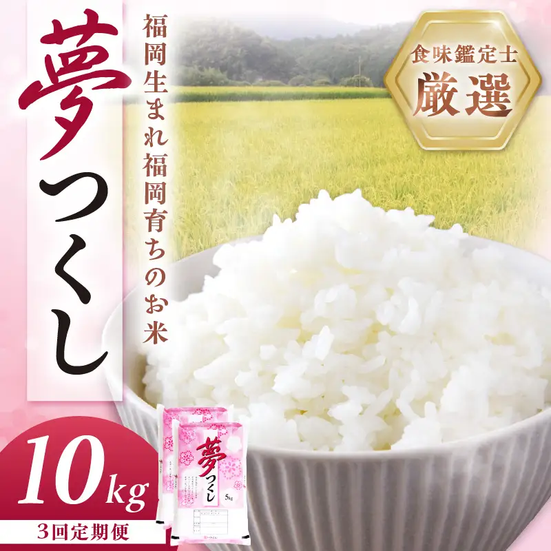 【3回定期便】【食味鑑定士厳選】福岡県産夢つくし10kg(5kg×2袋)【039-0012】