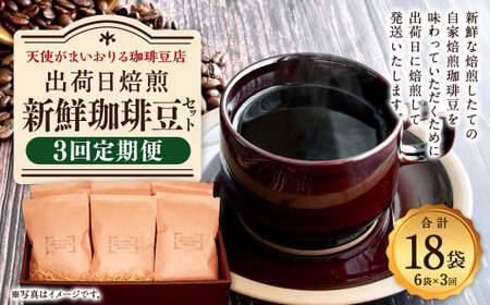 【定期便3回】出荷日焙煎『新鮮珈琲豆セット』3種 6袋 コーヒー 珈琲