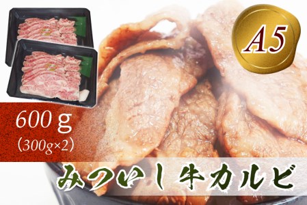 北海道産 黒毛和牛 みついし牛 A5 カルビ 計 600g ( 300g × 2 )