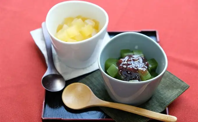 西伊豆天草100％ところてんデザート　抹茶あんみつ・蜜柑ところてん6個セット | 静岡市 西伊豆 天草 ところてん デザート 抹茶 あんみつ 蜜柑 和菓子 低カロリー ヘルシー スイーツ 夏 日本食 海藻和え 伝統食