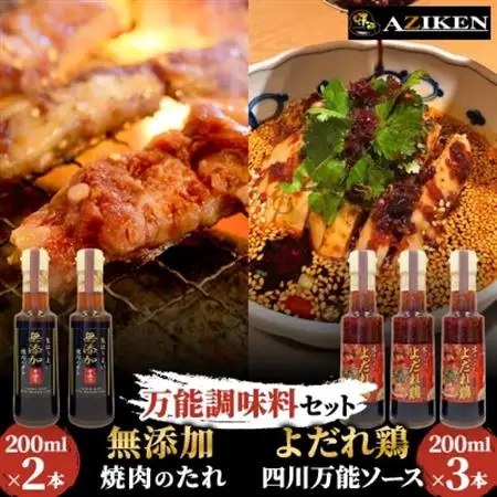 無添加焼肉のたれ2本/よだれ鶏四川万能ソース3本セット【1293674】