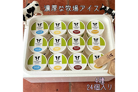 【北海道産搾りたて生乳使用】ひらかわ牧場のアイスクリーム 大人気の4種24個セット フレッシュミルク バニラ チョコ キャラメルクランチ デザート スイーツ お取り寄せ ギフト せたな町 ふるさと納税