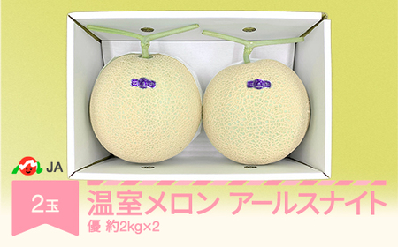 【先行予約】温室メロン 令和8年産 2026年産 アールスナイト 2玉 優 約4kg 果物 送料無料 ※沖縄・離島への配送不可 ja-meanx2
