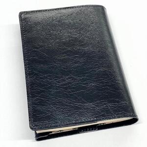 革工房いんのしまシワが楽しめる牛革ブックカバー文庫本サイズ(色:ブラック)