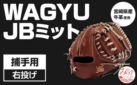 宮崎県産牛革使用 WAGYU JB 硬式用 ミット 捕手用 JB-002N(ブラウン/右投げ用)