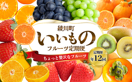 ちょっと贅沢な　綾川町いいものフルーツ定期便（年間12回） 果物 いちご ぶどう シャインマスカット キウイ デコポン びわ みかん ピオーネ ゴールドキウイ 柿 