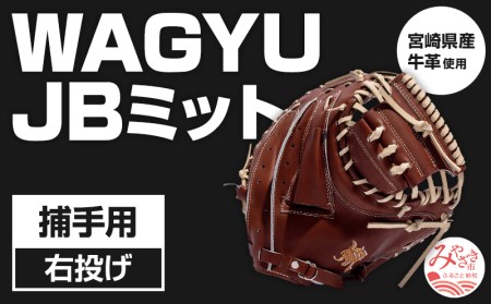宮崎県産牛革使用 WAGYU JB 硬式用 ミット 捕手用 JB-002F(ブラウン/右投げ用)