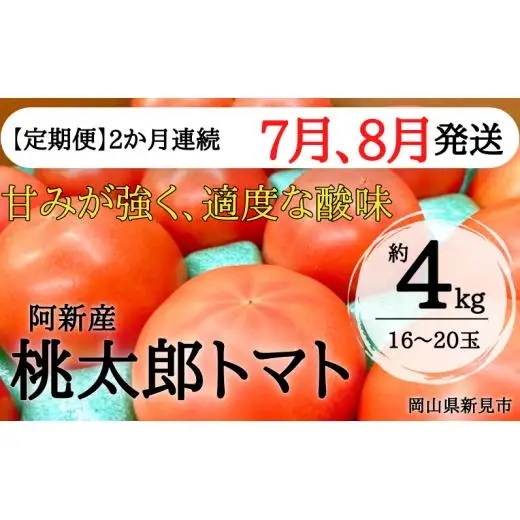 【定期便：7・8月発送】阿新産桃太郎トマト 1箱 約4kg 16～20玉 2か月連続お届け
