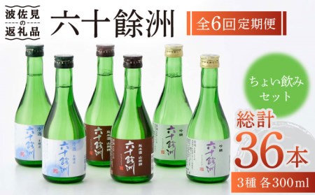 【全6回定期便】六十餘洲 3種ちょい飲みセット 化粧箱入り 吟醸酒 純米酒 冷酒【今里酒造】[SA31] 
