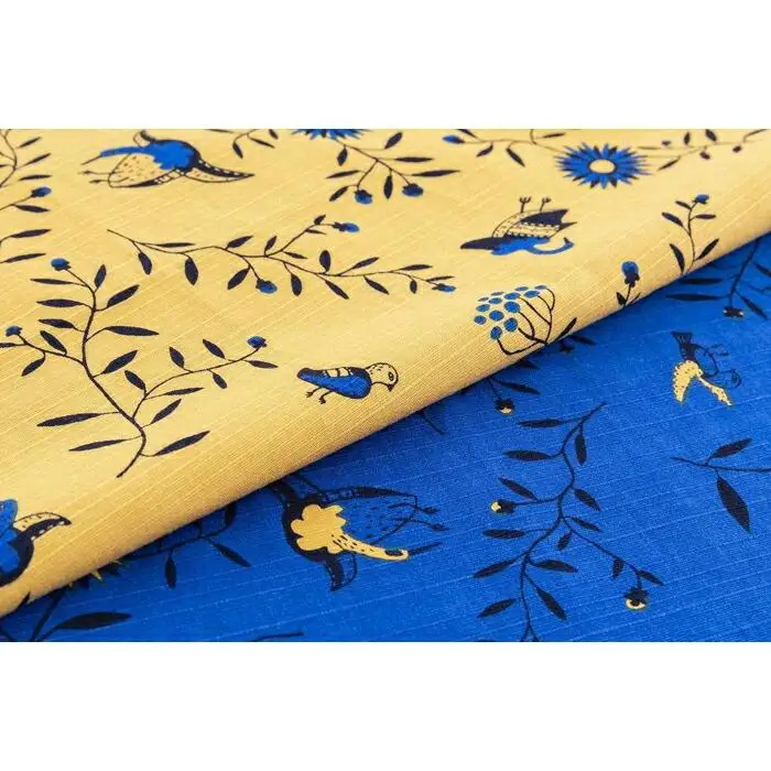 【丸和商業】綿小 風呂敷「UDKCふろしき～生命樹～」ブルー＋イエロー2枚セット