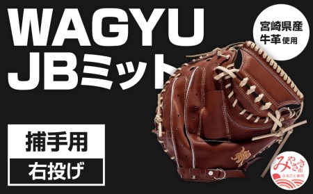 宮崎県産牛革使用 WAGYU JB 硬式用 ミット 捕手用 JB-002S(ブラウン/右投げ用)