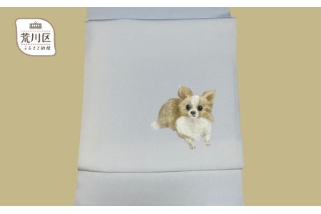 あなたの愛犬・愛猫を描くオリジナル着物帯【手描き友禅】【012-004】