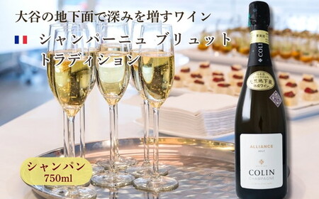 大谷の天然地下蔵で深みを増すワイン シャンパーニュ ブリュット トラディション 1本※配送不可地域：離島｜ワイン wine シャンパン ギフト 栃木県 宇都宮市 スパークリング シャンパン ワイン wine ギフト