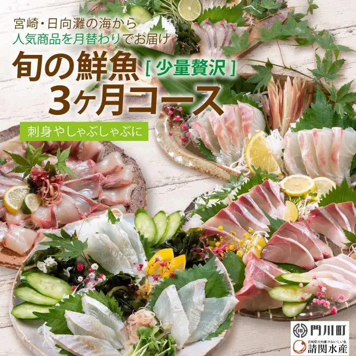 【北海道・離島配送不可】＜定期便・全3回(連続)＞旬の鮮魚(3ヶ月コース)刺身 柵 【UZ-02】【請関水産】