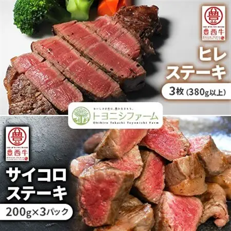 豊西牛 ヒレ ＆ サイコロ ステーキ セット 計980g_肉 ステーキ 牛肉 ビーフステーキ_【配送不可地域：離島】【1390772】