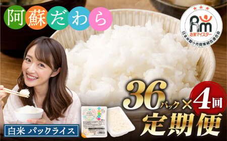 【4回定期便】 阿蘇だわら パックライス  1回あたり200g×36パック 熊本県 高森町 お米 米