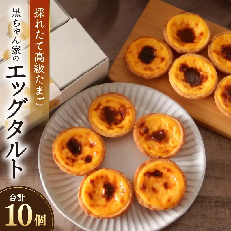 【採れたて高級たまご】黒ちゃん家のエッグタルト 10個入り（5個×2セット） 福地鶏 国産 スイーツ 濃厚 たまご 自社加工 にわとり 平飼い 手作り ギフト  [aw036-a008]