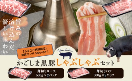 DSR-003 かごしま黒豚ロース肉とバラ肉のしゃぶしゃぶセット 2kg（ご自宅用各1kg） SDGs未来都市薩摩川内 薩摩八重ファーム 工房みかく亭