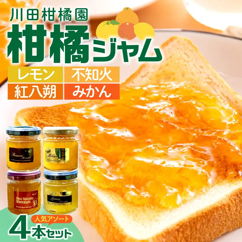 島の恵み 瀬戸内 柑橘ジャム 人気アソート 4本 セット 食べ比べ セット 温州みかん 紅八朔 レモン しらぬい ジャムセット シトラス お取り寄せグルメ 送料無料 広島県 呉市【合成保存料 着色料 不使用】 ku055-003-r