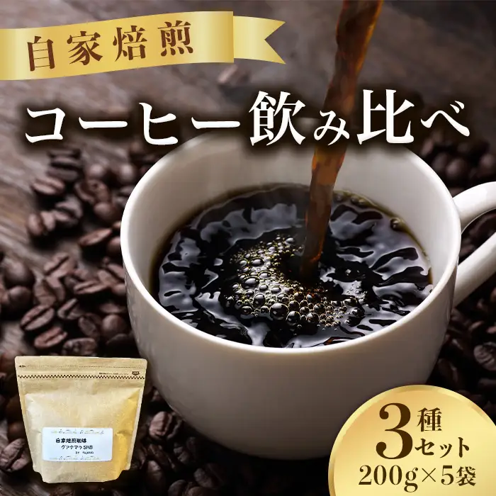 こだわり珈琲3種セット（200g×5袋）自家焙煎珈房　藤枝