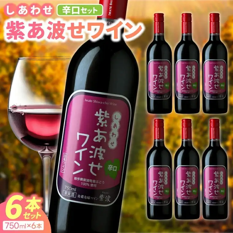 ＼先行予約／ 自園自醸ワイン紫波　紫あ波せワイン（しあわせワイン）辛口6本セット (AL096)
