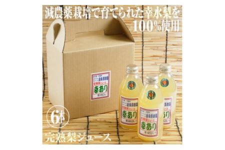 幸あり梨ジュース 250ml×6本セット ナシジュース 果汁100％ なし ナシ フルーツ 果物 ギフト 贈り物 送料無料◇