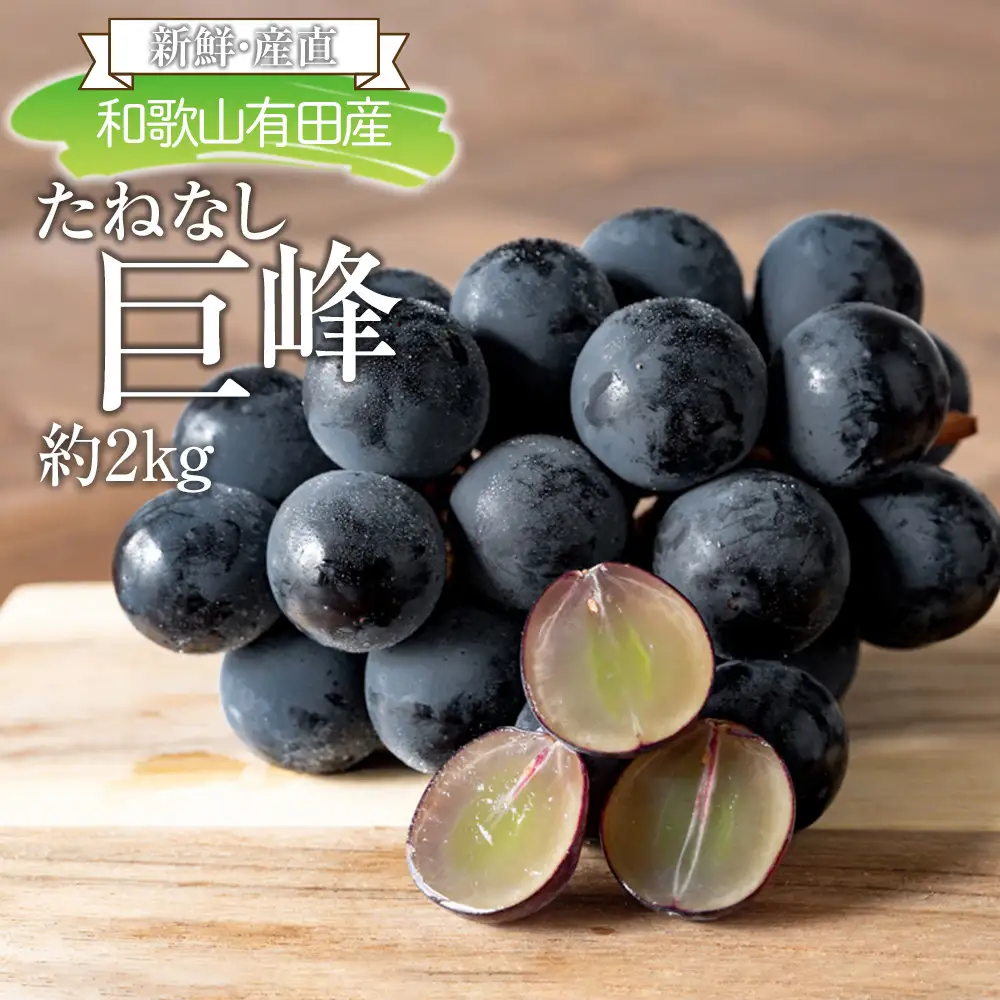 ［先行予約］[新鮮・産直]和歌山有田産のたねなし巨峰約2kg★2026年8月上旬頃より順次発送 | ぶどう 巨峰