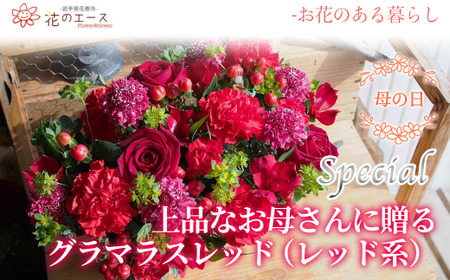 【母の日】フラワーアレンジメント　日頃の「ありがとう」を真っ直ぐにクラシック（ピンク&レッドMIX）＜スペシャル＞ 【1529】