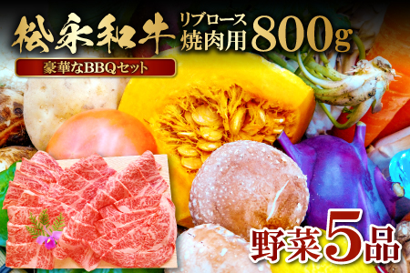 D-954 バーベキューセット(松永和牛焼肉用ロース800ｇ・野菜5品）