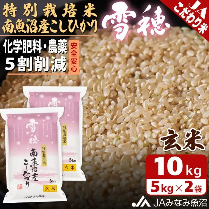 【令和7年産】特別栽培米南魚沼産こしひかり「雪穂」玄米 10kg ≪農薬5割削減 特A獲得日本一産地 精選玄米 もっちり甘い 南魚沼産コシヒカリ コシヒカリ こしひかり 銘柄米 玄米 ブランド米 南魚沼産 新潟米 高評価 甘み 国産米 産地米 家庭米 ご飯≫