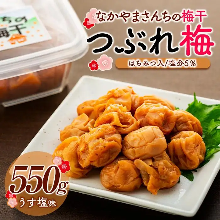 なかやまさんちの梅干（550g×1箱）うす塩（はちみつ入）塩分5％【訳あり】【つぶれ梅】