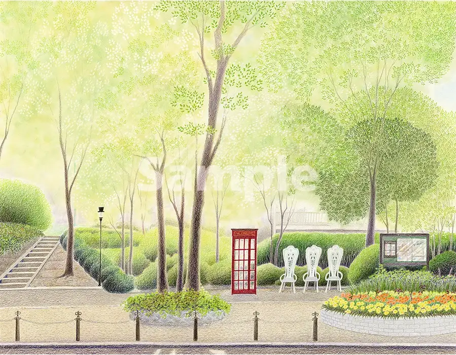 渡辺美香子 版画作品「コートへのプロムナード（大全紙）」