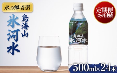 12回定期便【水の郷百選】山形県 鳥海山 氷河水（ひょうがすい） 500ml×24本 天然水 ミネラルウォーター 軟水 F2Y-6304