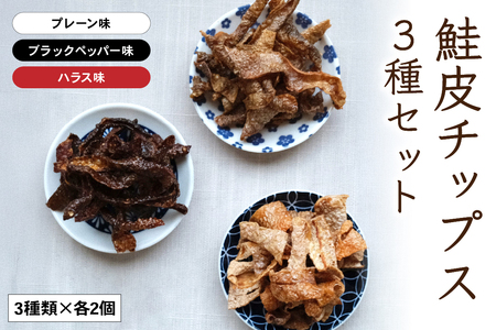 鮭皮チップス3種セット（プレーン･ハラス･ブラックペッパー味各2個）R015-004