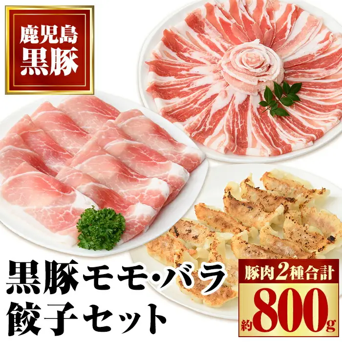 【A02045】特選黒豚モモ・黒豚バラ・黒豚餃子セット 鹿児島 国産 九州産 黒豚 豚肉 お肉 モモ バラ 餃子 ぎょうざ 焼肉 しゃぶしゃぶ おかず 惣菜【和田養豚】